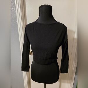 Attached Black Long Sleeve Crop Top Size S
